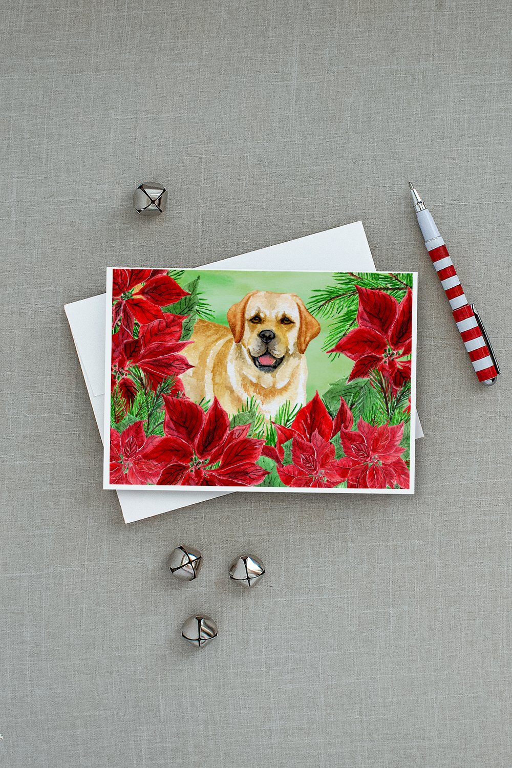 Golden Retriever Poinsettas Greeting Cards and Envelopes Pack of 8 - the-store.com