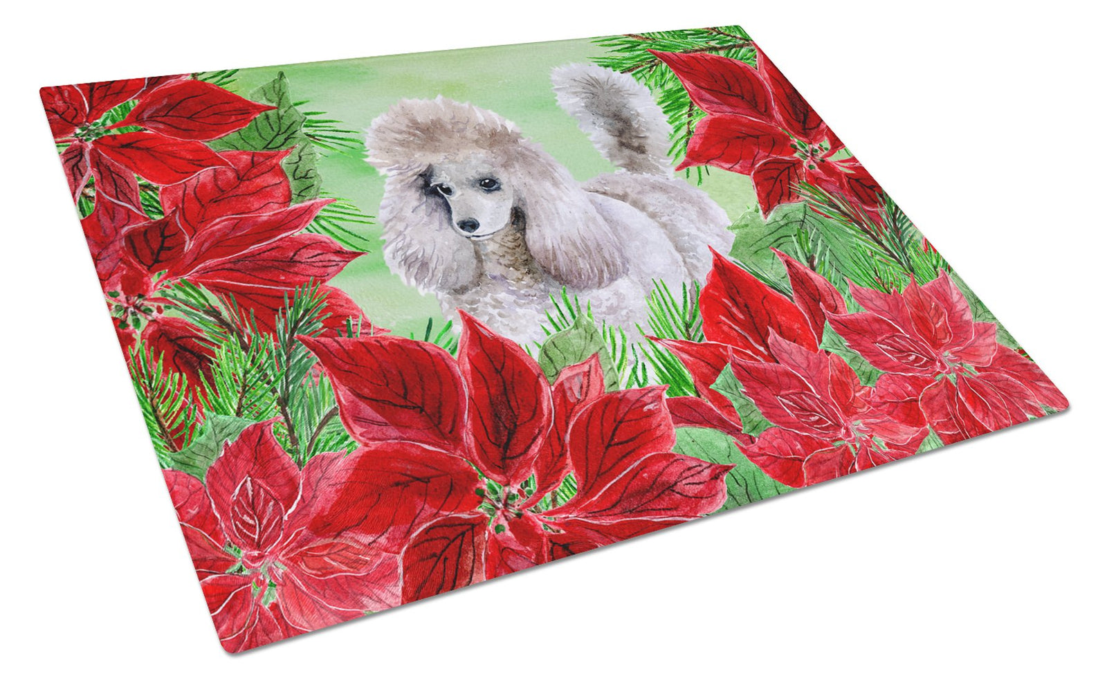 Poodle Poinsettas Glass Cutting Board Large CK1313LCB by Caroline's Treasures