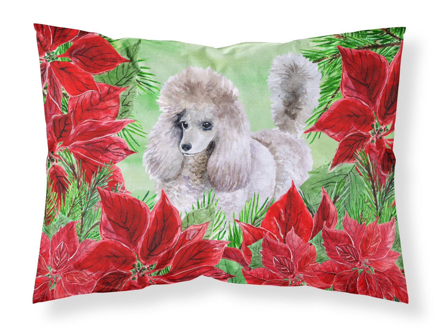 Poodle Poinsettas Fabric Standard Pillowcase CK1313PILLOWCASE by Caroline's Treasures
