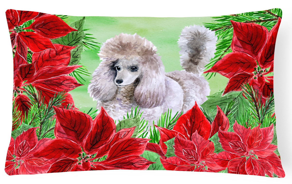 Poodle Poinsettas Canvas Fabric Decorative Pillow CK1313PW1216 by Caroline&#39;s Treasures