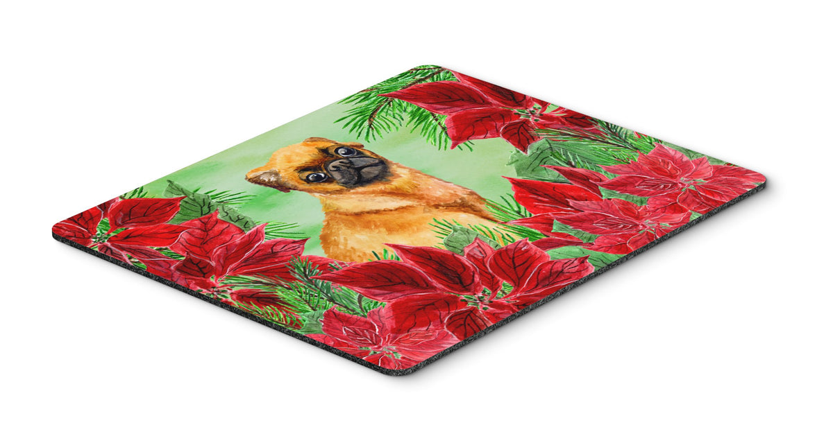 Small Brabant Griffon Poinsettas Mouse Pad, Hot Pad or Trivet CK1315MP by Caroline&#39;s Treasures