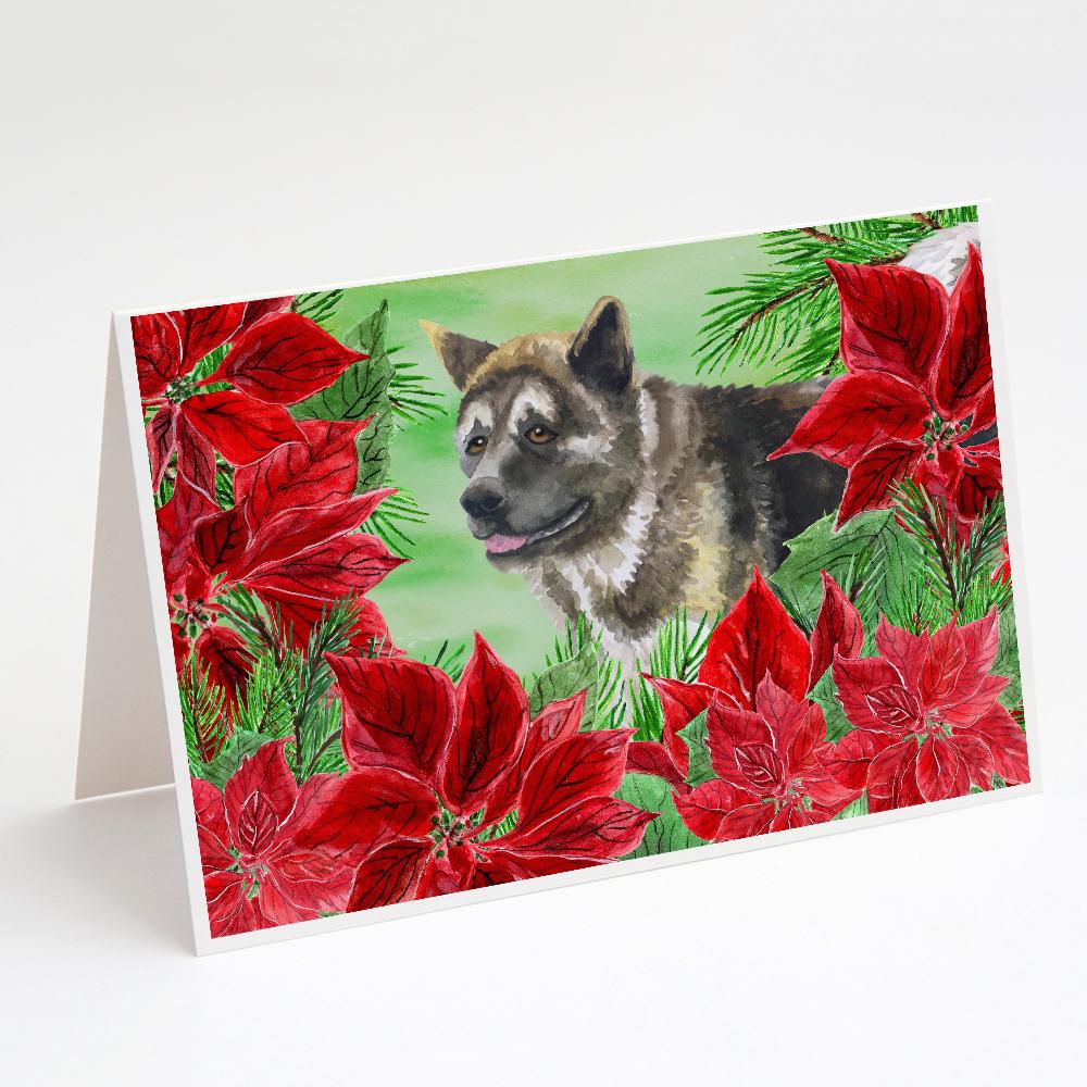 Buy this American Akita Poinsettas Greeting Cards and Envelopes Pack of 8