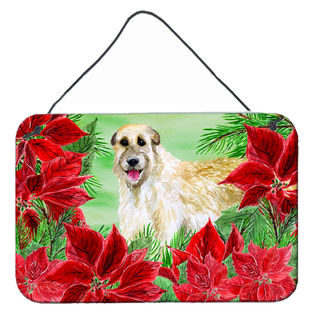 Irish Wolfhound Poinsettas Wall or Door Hanging Prints CK1318DS812 by Caroline&#39;s Treasures