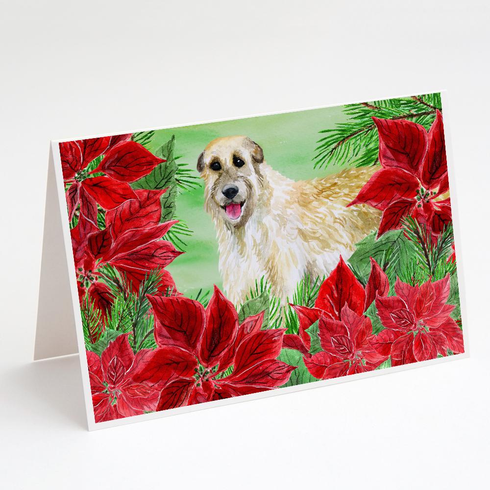Buy this Irish Wolfhound Poinsettas Greeting Cards and Envelopes Pack of 8