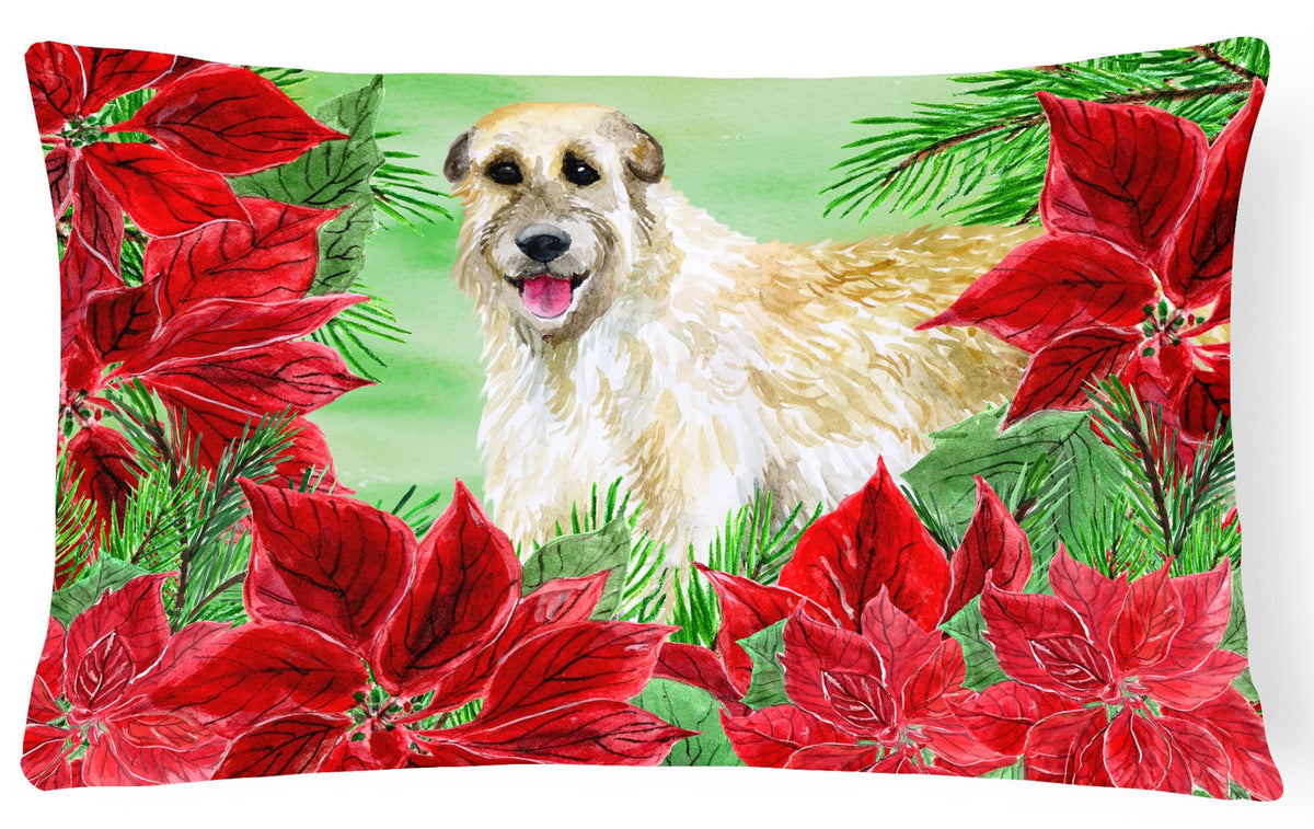 Irish Wolfhound Poinsettas Canvas Fabric Decorative Pillow CK1318PW1216 by Caroline&#39;s Treasures