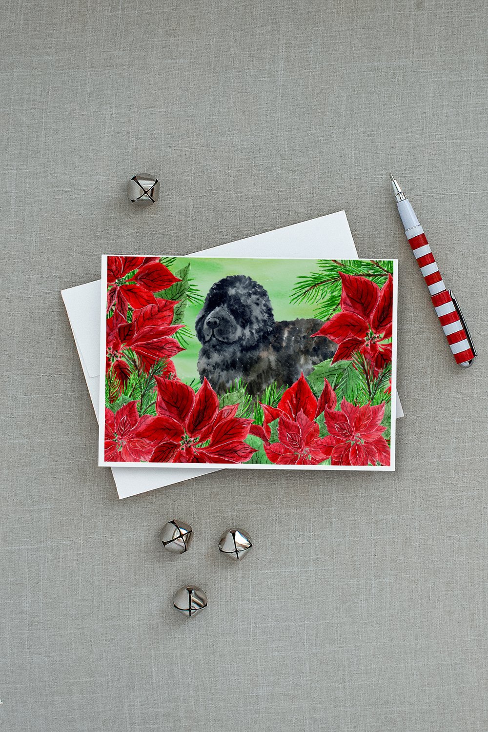Newfoundland Poinsettas Greeting Cards and Envelopes Pack of 8 - the-store.com
