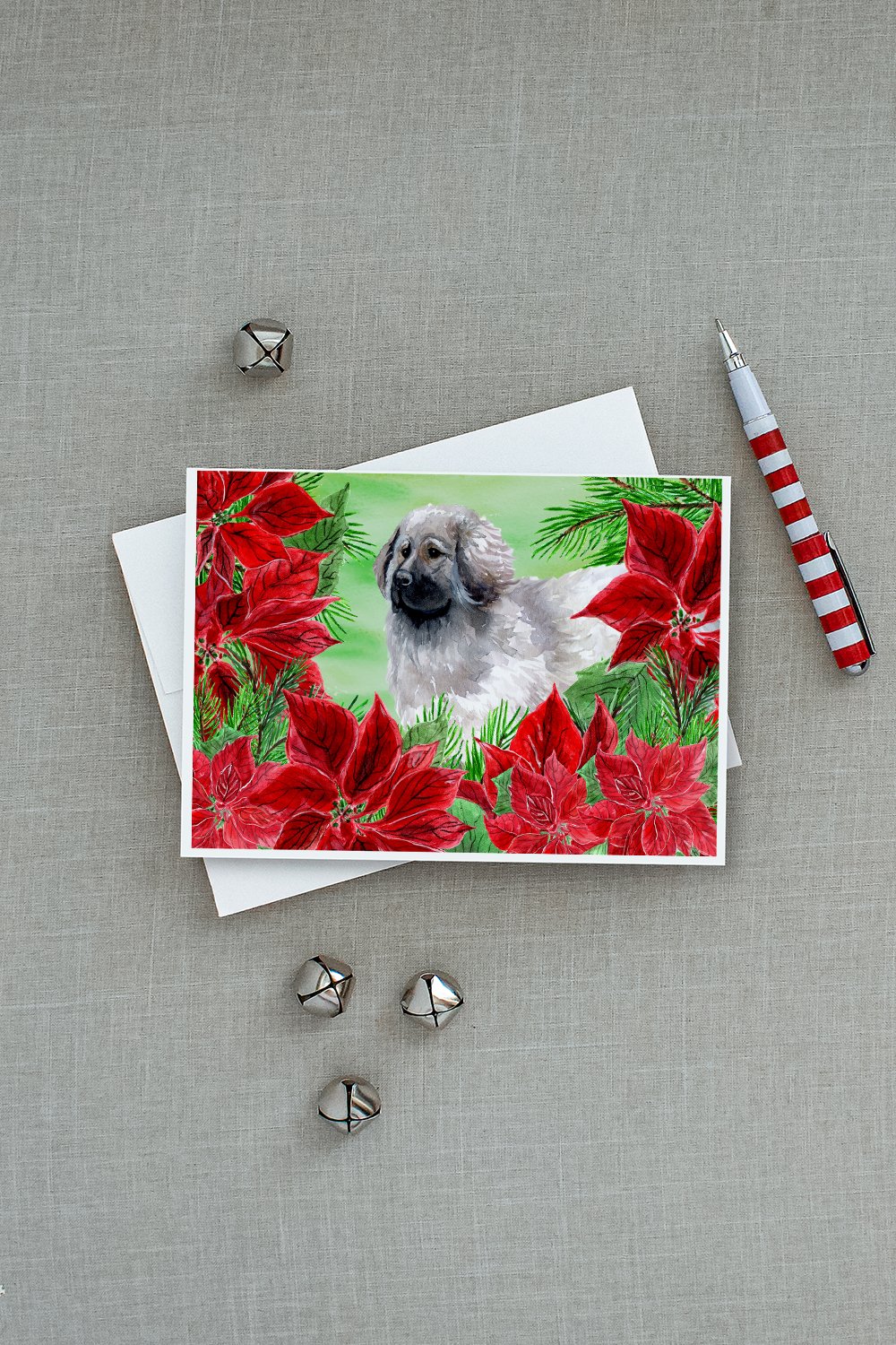 Moscow Watchdog Poinsettas Greeting Cards and Envelopes Pack of 8 - the-store.com