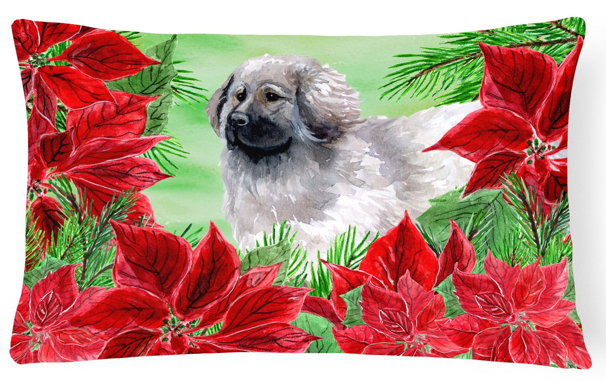 Moscow Watchdog Poinsettas Canvas Fabric Decorative Pillow CK1321PW1216 by Caroline&#39;s Treasures