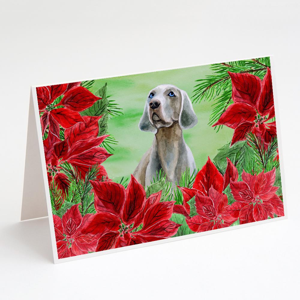 Buy this Weimaraner Poinsettas Greeting Cards and Envelopes Pack of 8