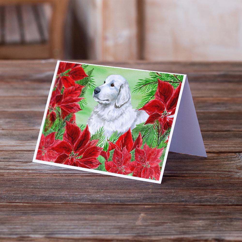 Maremma Sheepdog Poinsettas Greeting Cards and Envelopes Pack of 8 - the-store.com