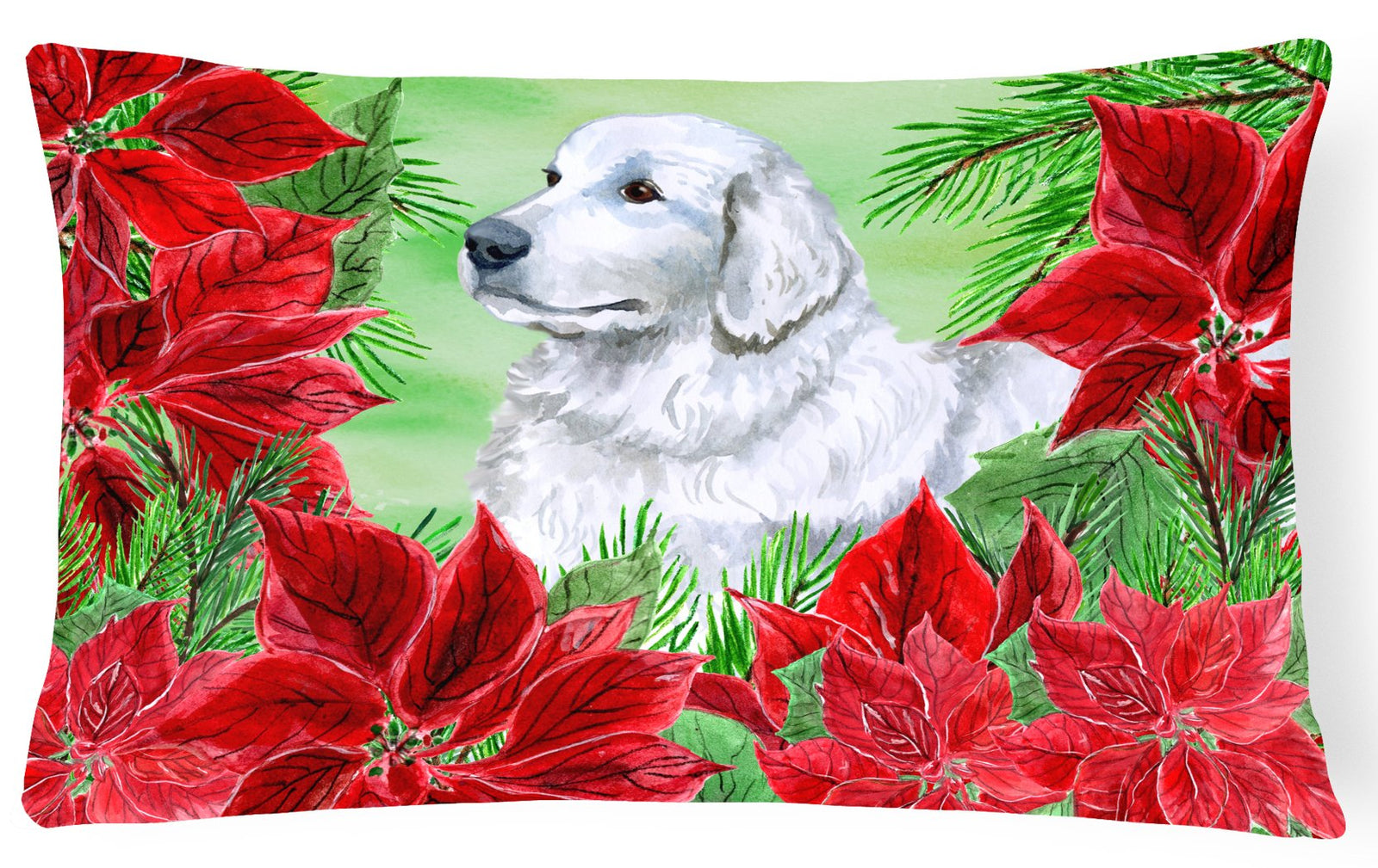 Maremma Sheepdog Poinsettas Canvas Fabric Decorative Pillow CK1323PW1216 by Caroline's Treasures