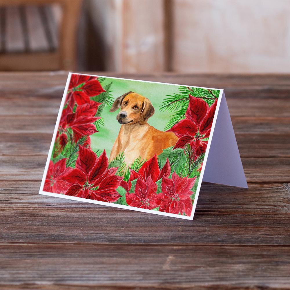 Rhodesian Ridgeback Poinsettas Greeting Cards and Envelopes Pack of 8 - the-store.com