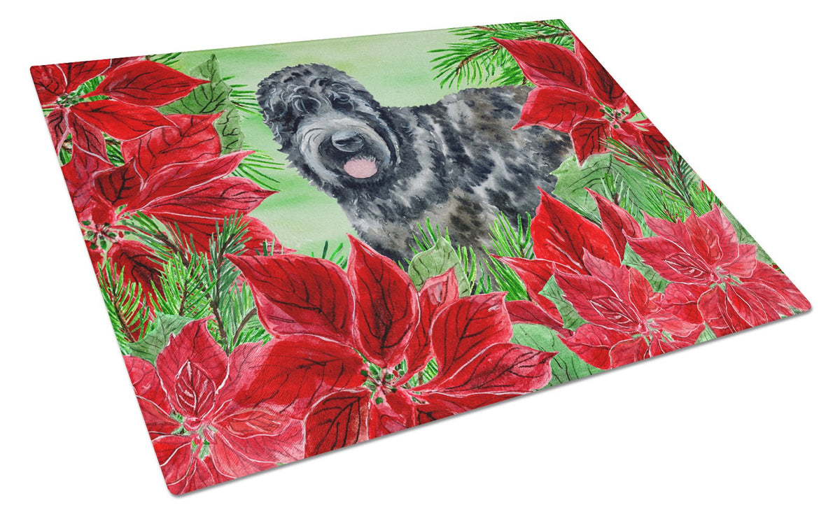 Black Russian Terrier Poinsettas Glass Cutting Board Large CK1325LCB by Caroline&#39;s Treasures