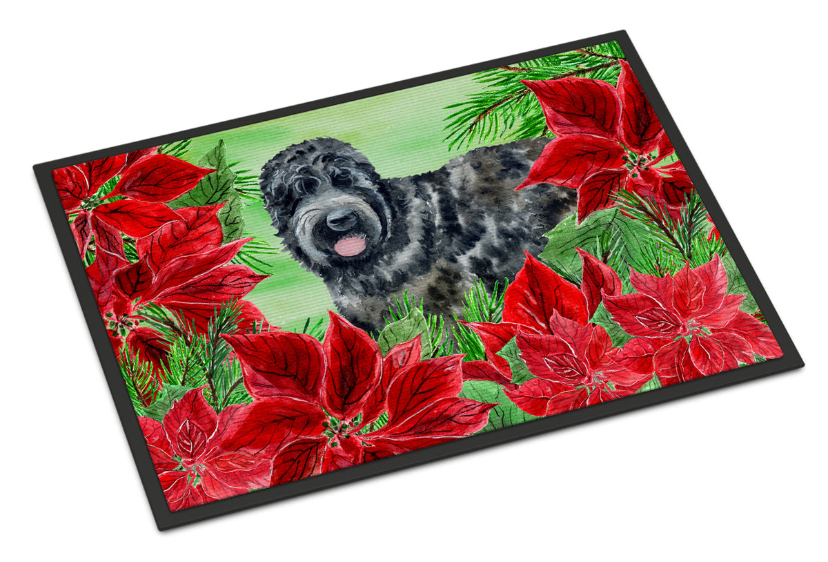 Black Russian Terrier Poinsettas Indoor or Outdoor Mat 18x27 CK1325MAT - the-store.com