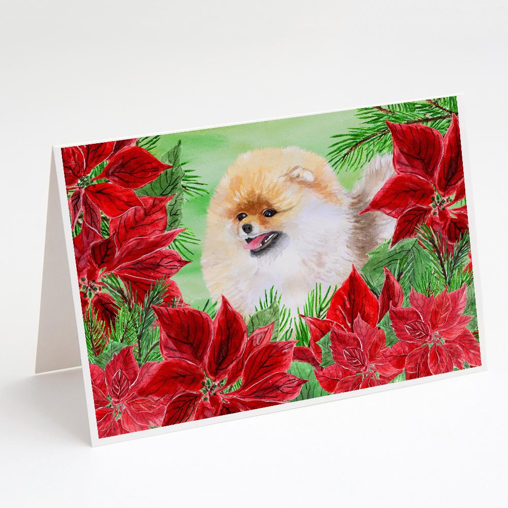Buy this Pomeranian Poinsettas Greeting Cards and Envelopes Pack of 8