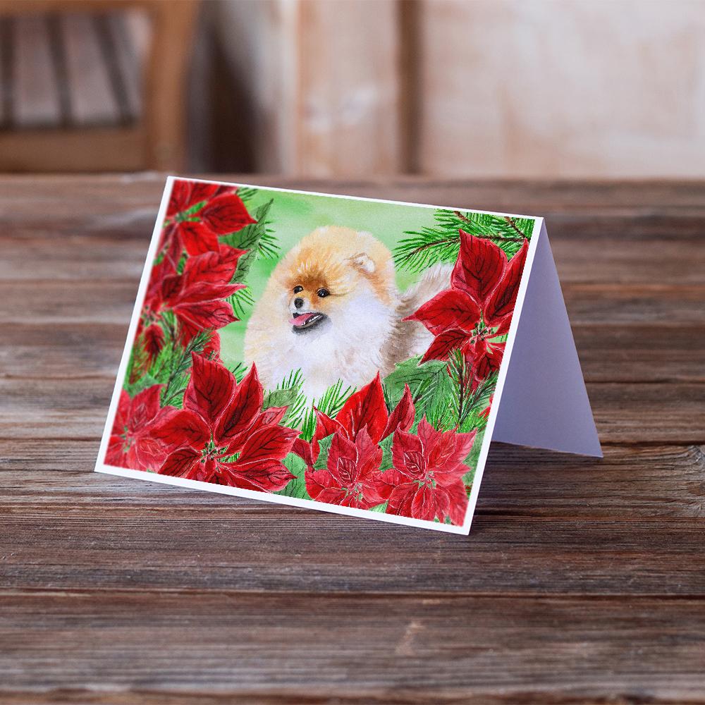 Buy this Pomeranian Poinsettas Greeting Cards and Envelopes Pack of 8