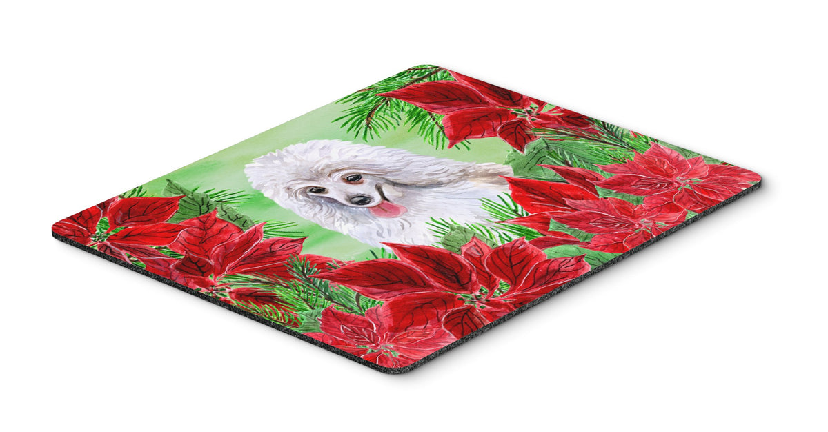 Medium White Poodle Poinsettas Mouse Pad, Hot Pad or Trivet CK1331MP by Caroline&#39;s Treasures