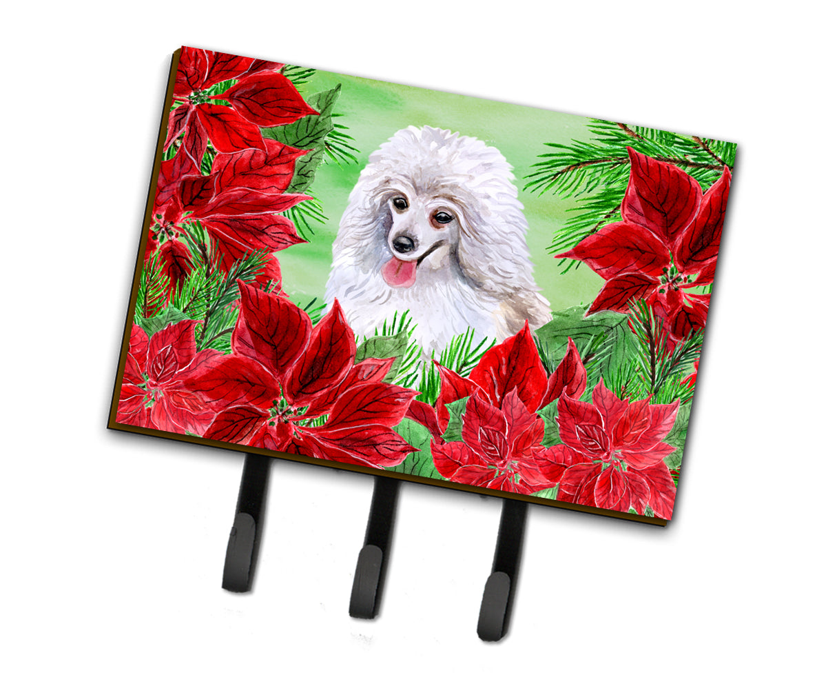Medium White Poodle Poinsettas Leash or Key Holder CK1331TH68  the-store.com.