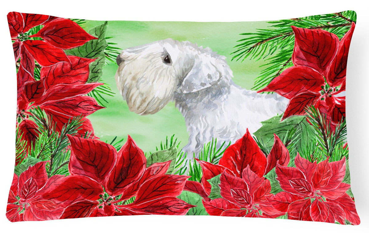 Sealyham Terrier Poinsettas Canvas Fabric Decorative Pillow CK1332PW1216 by Caroline&#39;s Treasures