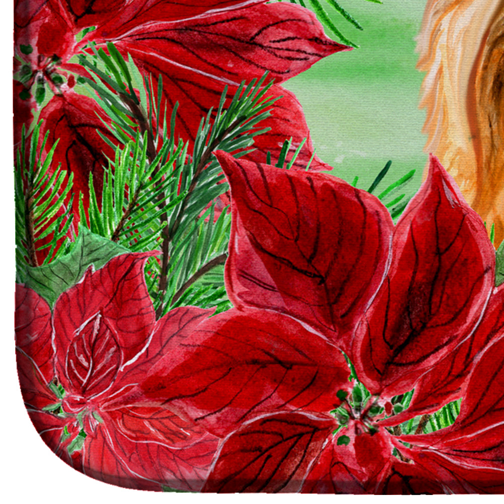 Yorkshire Terrier Poinsettas Dish Drying Mat CK1333DDM  the-store.com.