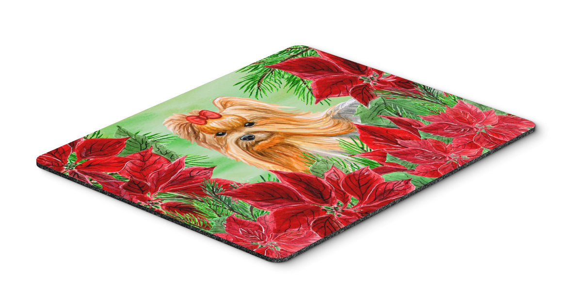 Yorkshire Terrier Poinsettas Mouse Pad, Hot Pad or Trivet CK1333MP by Caroline&#39;s Treasures