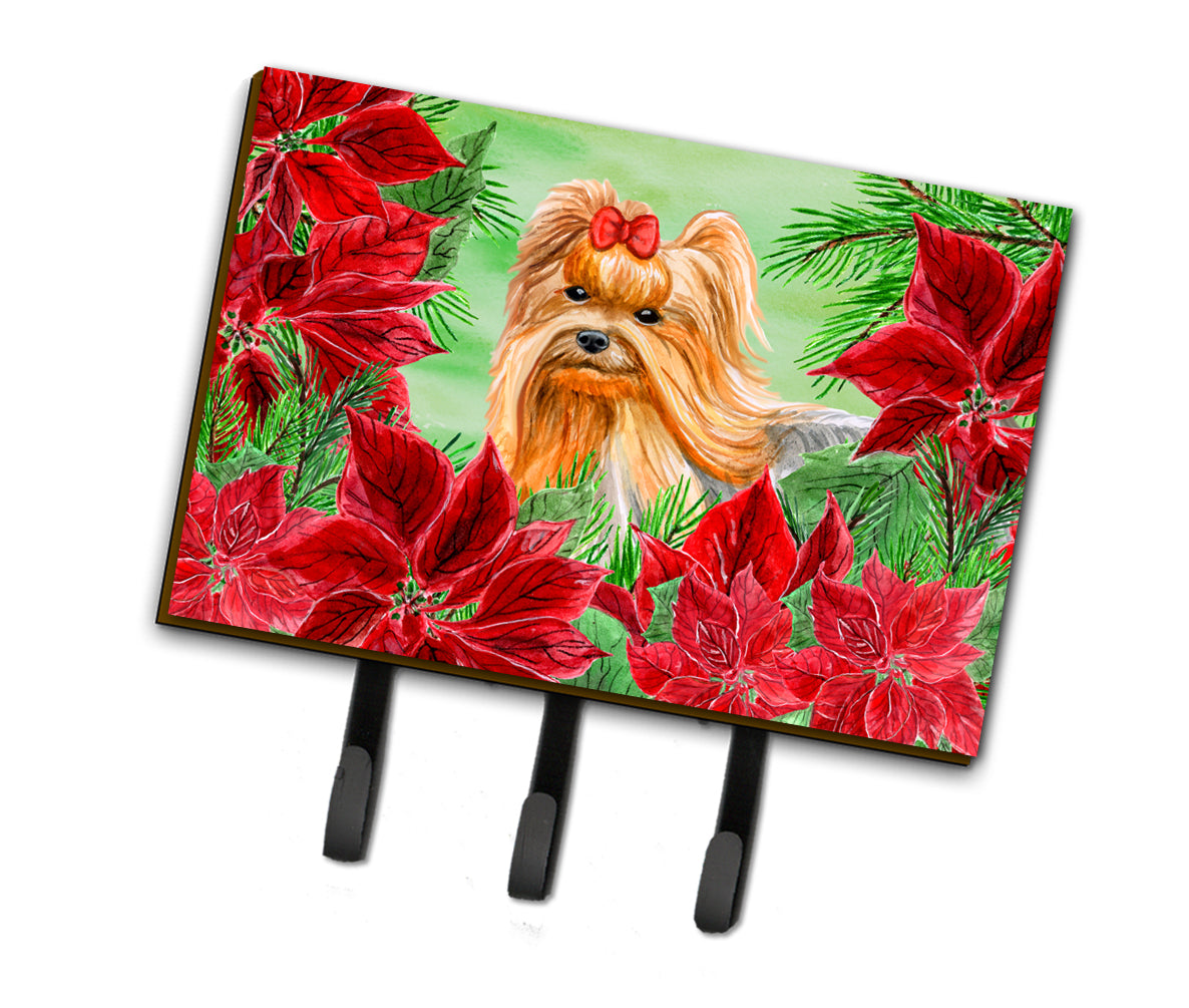 Yorkshire Terrier Poinsettas Leash or Key Holder CK1333TH68  the-store.com.