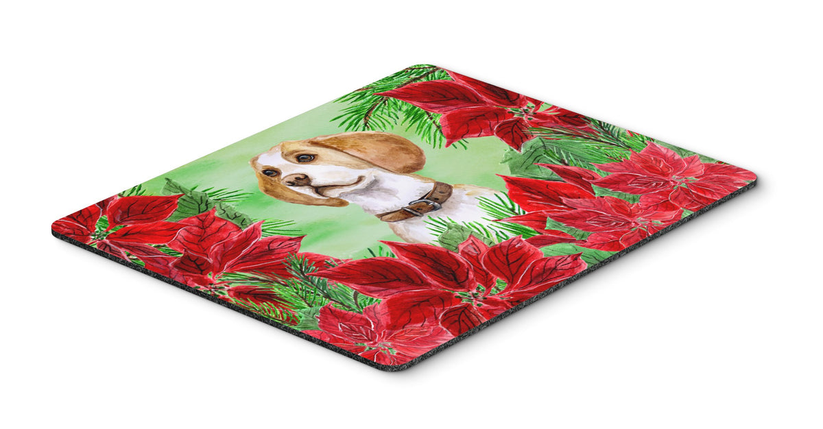 Beagle Poinsettas Mouse Pad, Hot Pad or Trivet CK1334MP by Caroline&#39;s Treasures