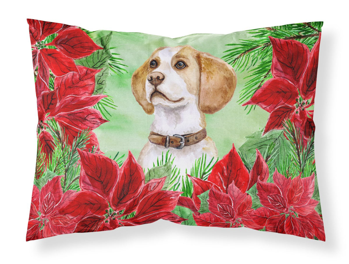 Beagle Poinsettas Fabric Standard Pillowcase CK1334PILLOWCASE by Caroline&#39;s Treasures