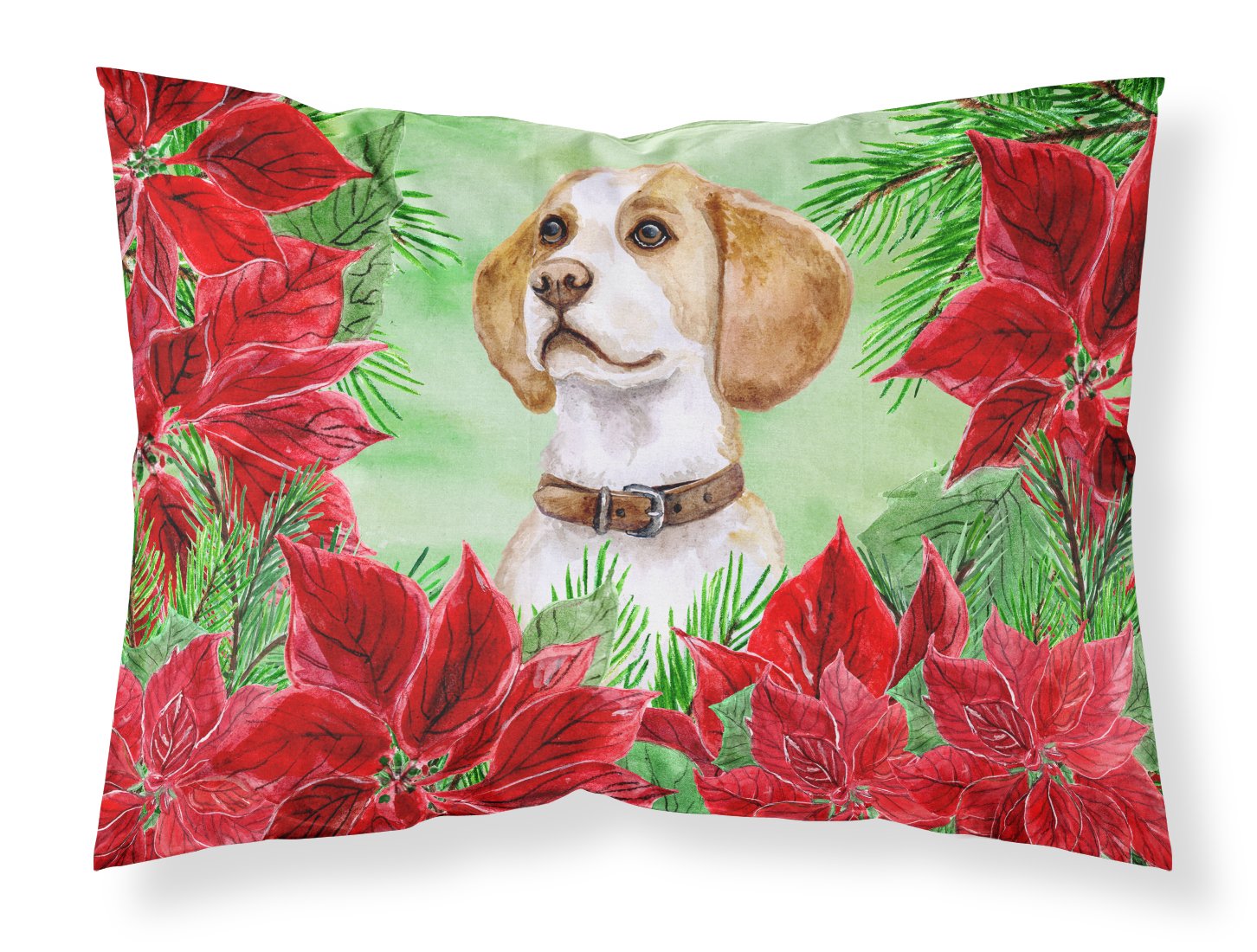 Beagle Poinsettas Fabric Standard Pillowcase CK1334PILLOWCASE by Caroline's Treasures