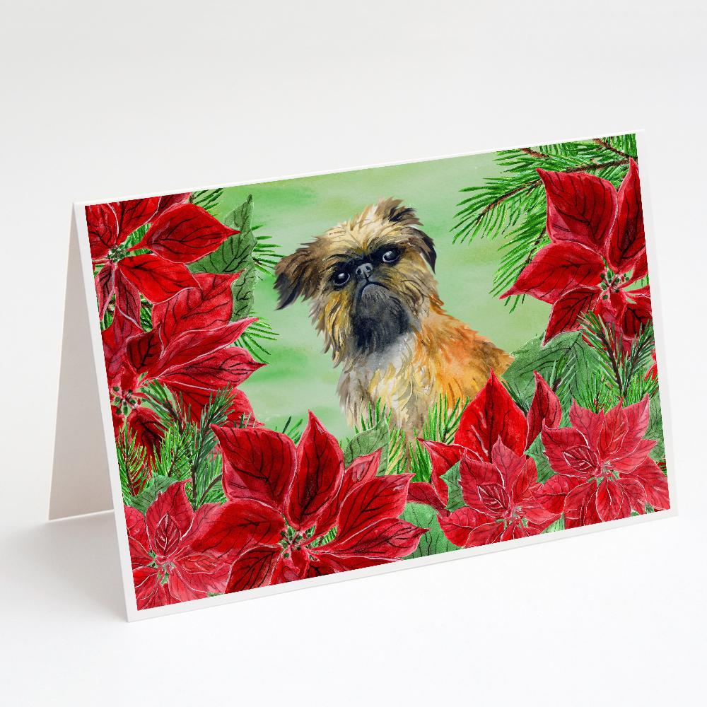 Buy this Brussels Griffon Poinsettas Greeting Cards and Envelopes Pack of 8