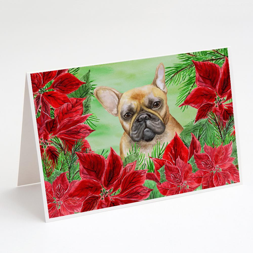 Buy this French Bulldog Poinsettas Greeting Cards and Envelopes Pack of 8