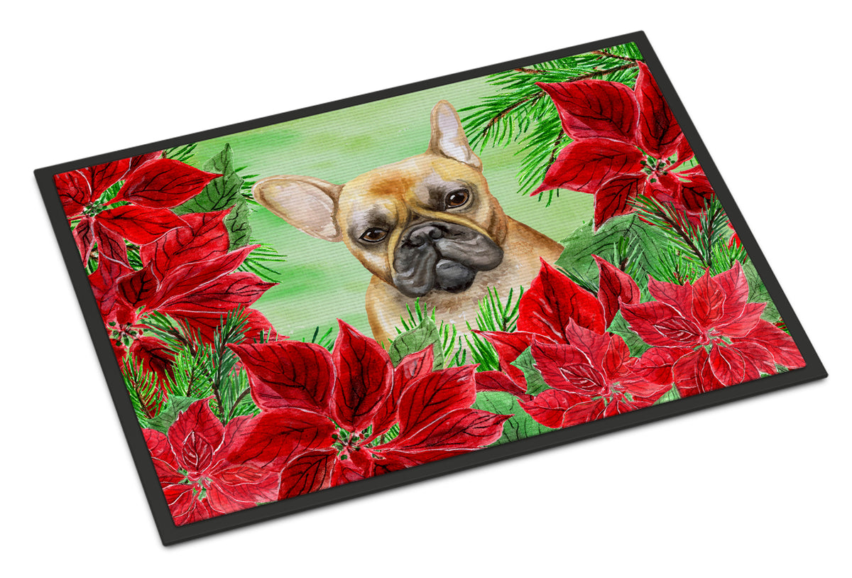 French Bulldog Poinsettas Indoor or Outdoor Mat 18x27 CK1336MAT - the-store.com