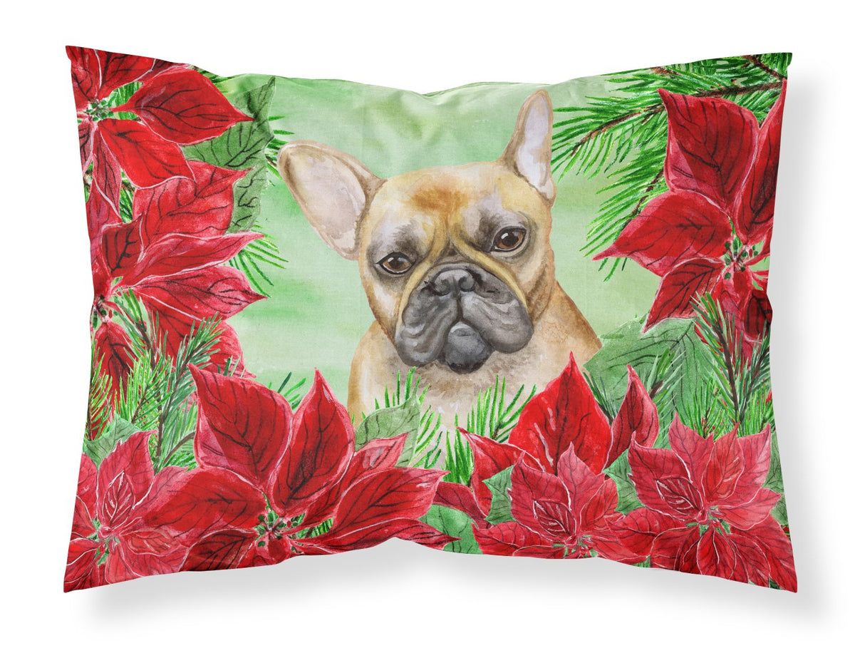 French Bulldog Poinsettas Fabric Standard Pillowcase CK1336PILLOWCASE by Caroline&#39;s Treasures