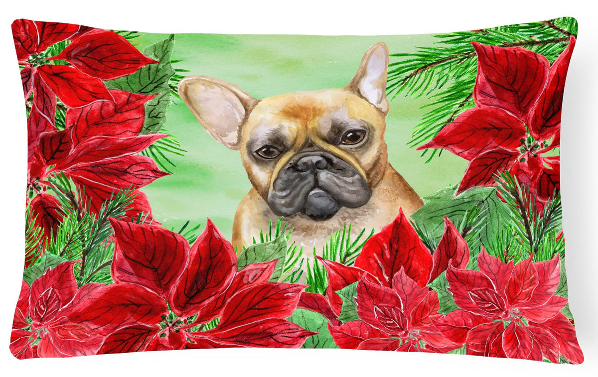 French Bulldog Poinsettas Canvas Fabric Decorative Pillow CK1336PW1216 by Caroline&#39;s Treasures