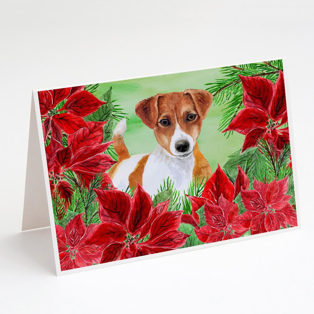 Buy this Jack Russell Terrier Poinsettas Greeting Cards and Envelopes Pack of 8