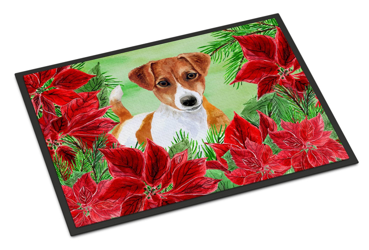 Jack Russell Terrier Poinsettas Indoor or Outdoor Mat 24x36 CK1337JMAT by Caroline&#39;s Treasures