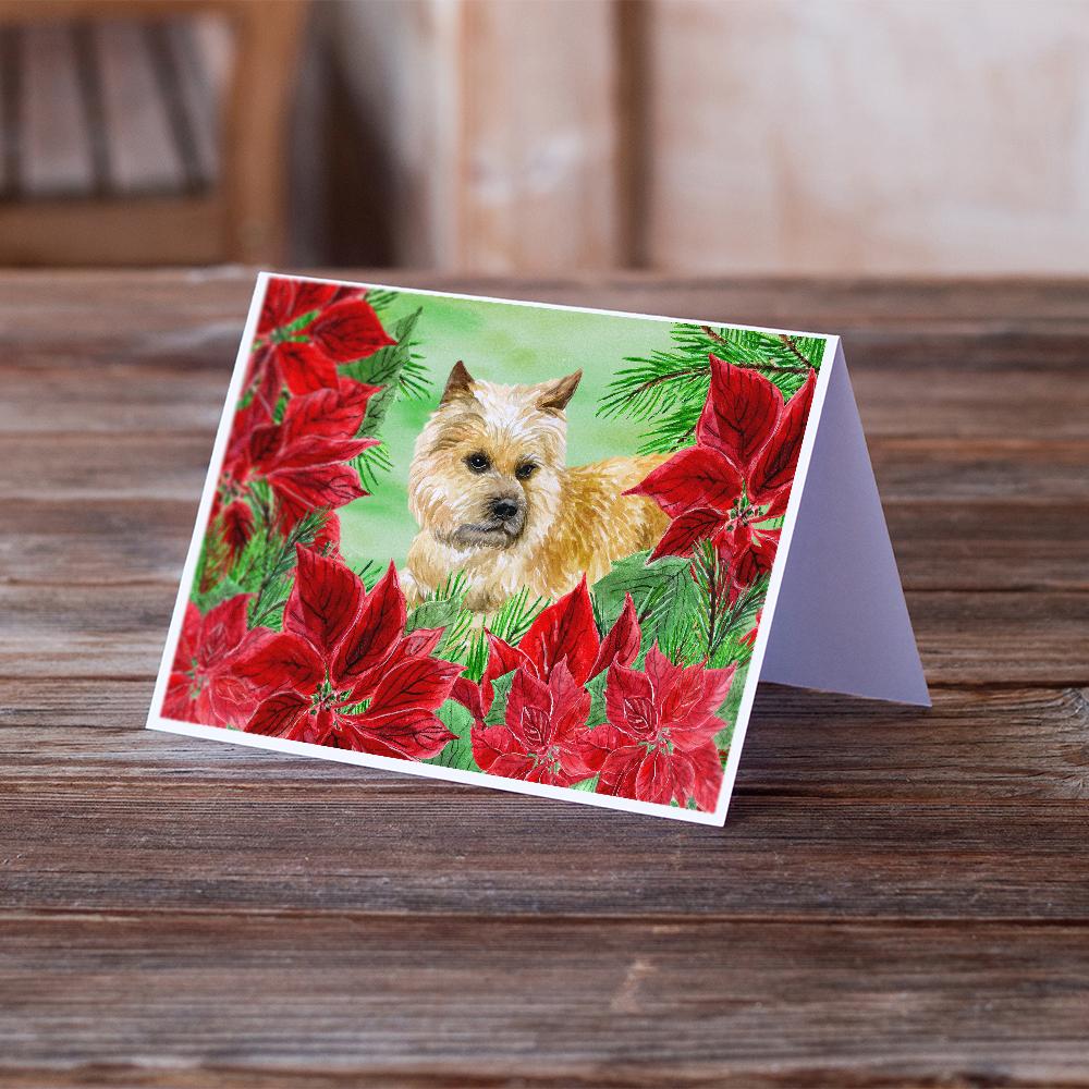 Cairn Terrier Poinsettas Greeting Cards and Envelopes Pack of 8 - the-store.com