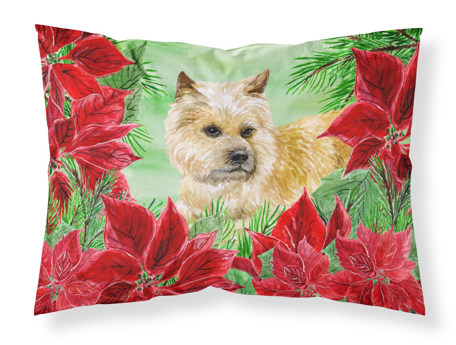Cairn Terrier Poinsettas Fabric Standard Pillowcase CK1338PILLOWCASE by Caroline's Treasures