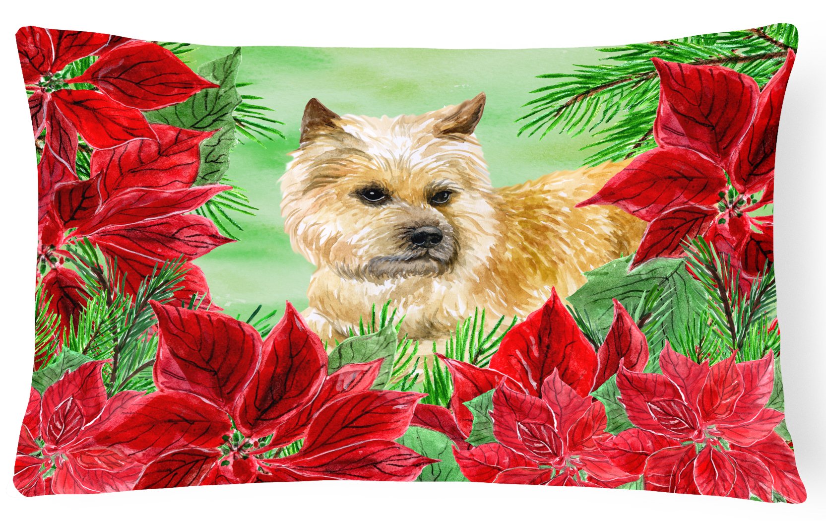 Cairn Terrier Poinsettas Canvas Fabric Decorative Pillow CK1338PW1216 by Caroline's Treasures