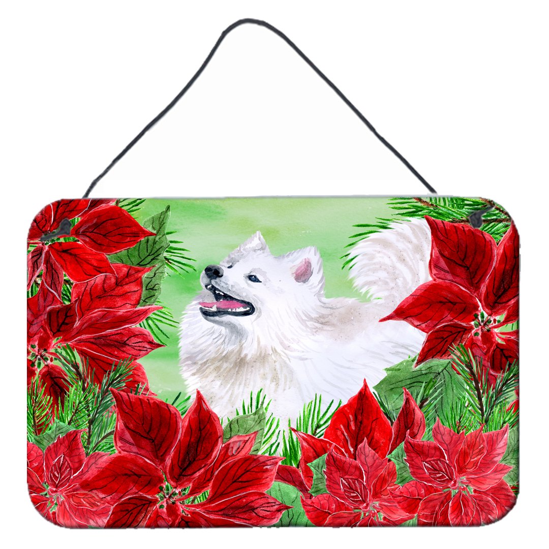 Samoyed Poinsettas Wall or Door Hanging Prints CK1339DS812 by Caroline&#39;s Treasures