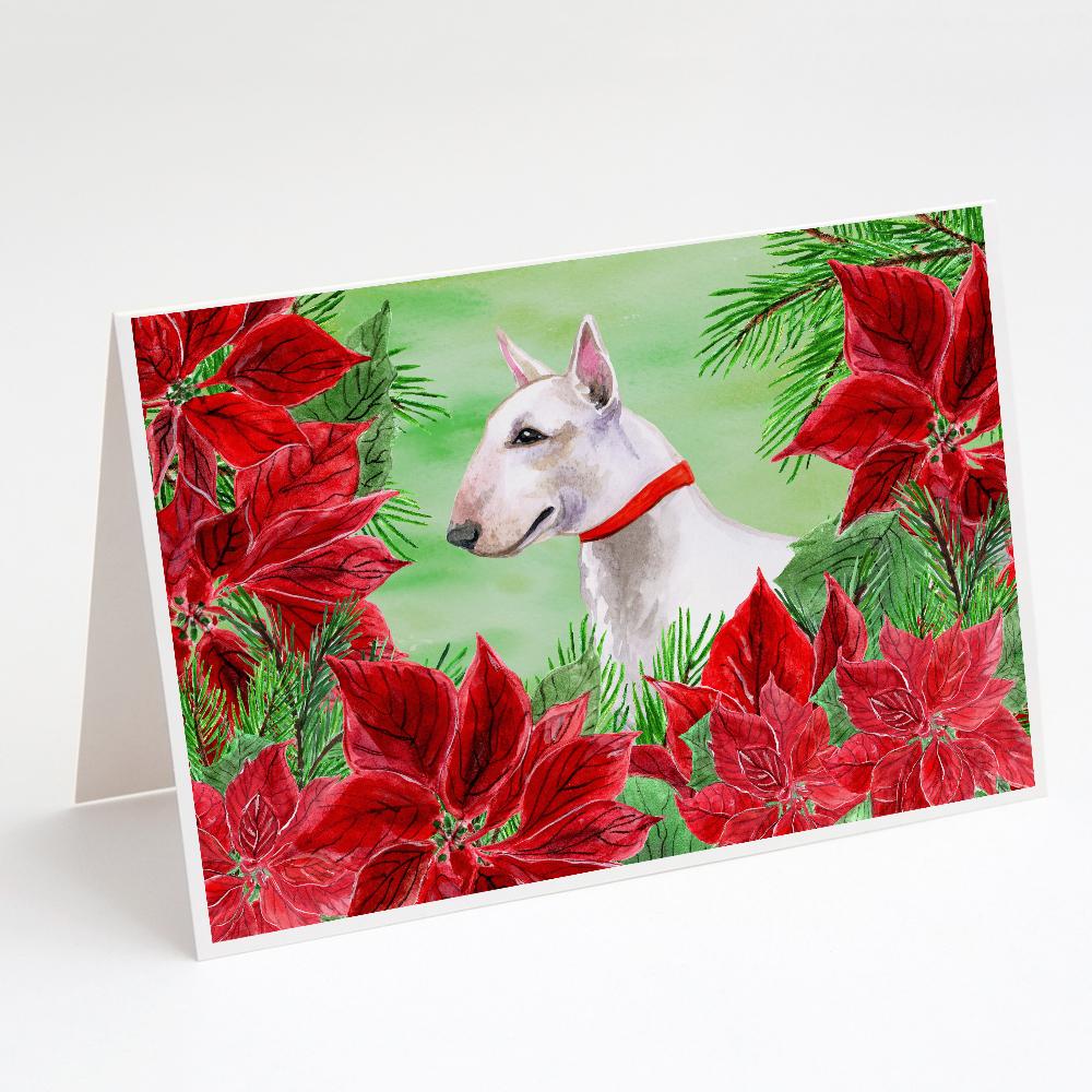 Buy this Bull Terrier Poinsettas Greeting Cards and Envelopes Pack of 8