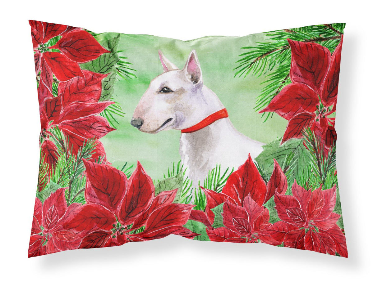Bull Terrier Poinsettas Fabric Standard Pillowcase CK1341PILLOWCASE by Caroline&#39;s Treasures