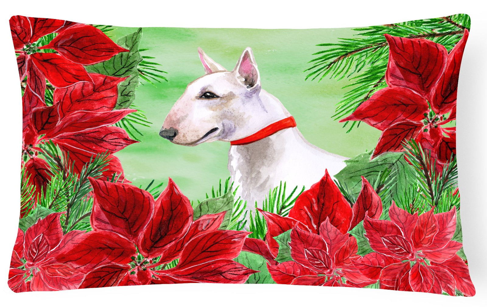Bull Terrier Poinsettas Canvas Fabric Decorative Pillow CK1341PW1216 by Caroline's Treasures