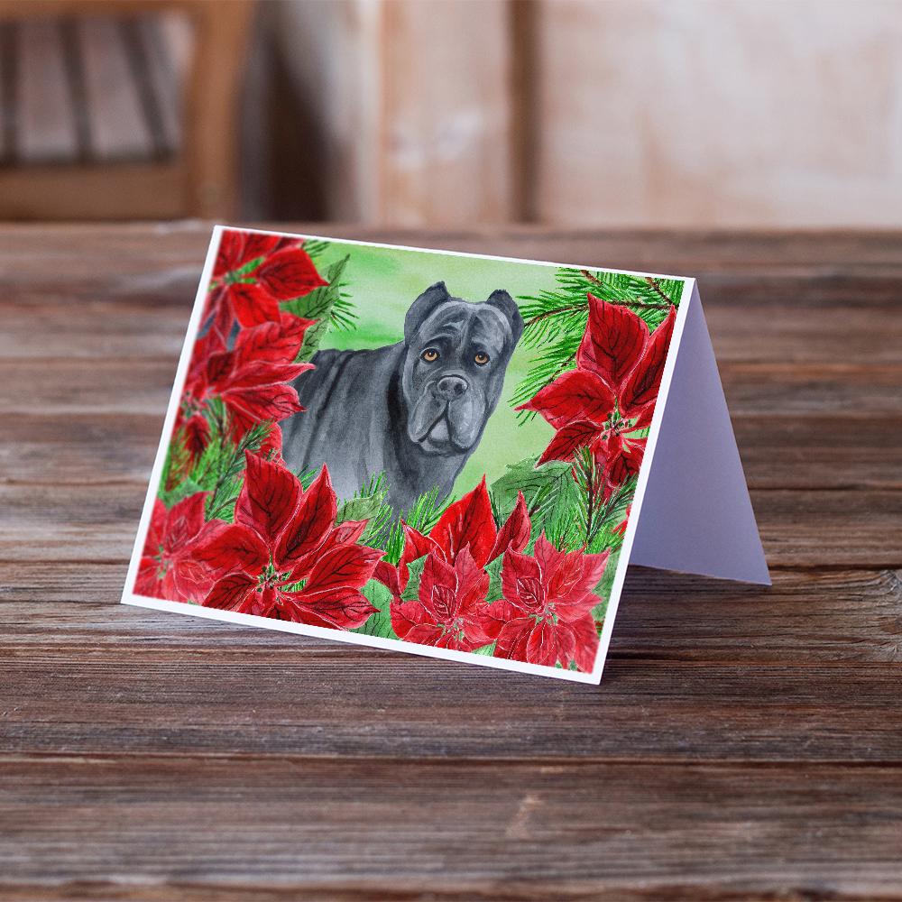 Cane Corso Poinsettas Greeting Cards and Envelopes Pack of 8 - the-store.com