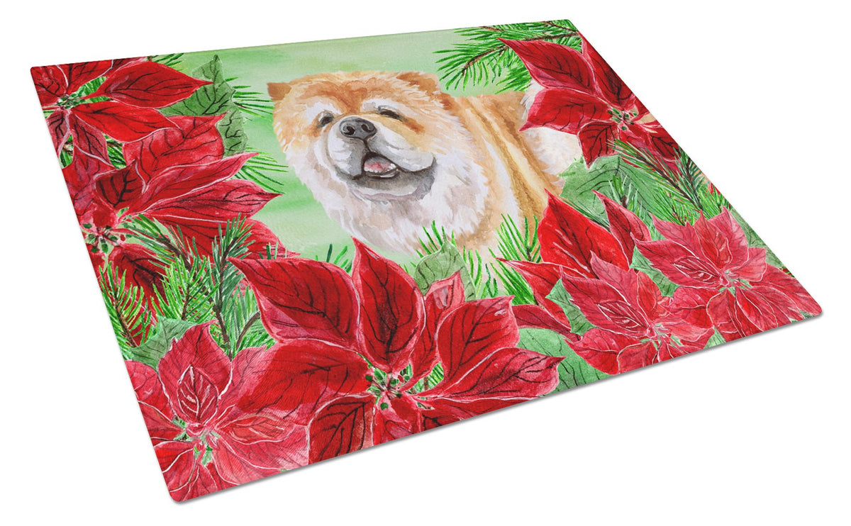 Cane Corso Poinsettas Glass Cutting Board Large CK1343LCB by Caroline&#39;s Treasures