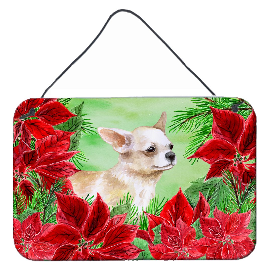 Chihuahua Leg up Poinsettas Wall or Door Hanging Prints CK1345DS812 by Caroline&#39;s Treasures
