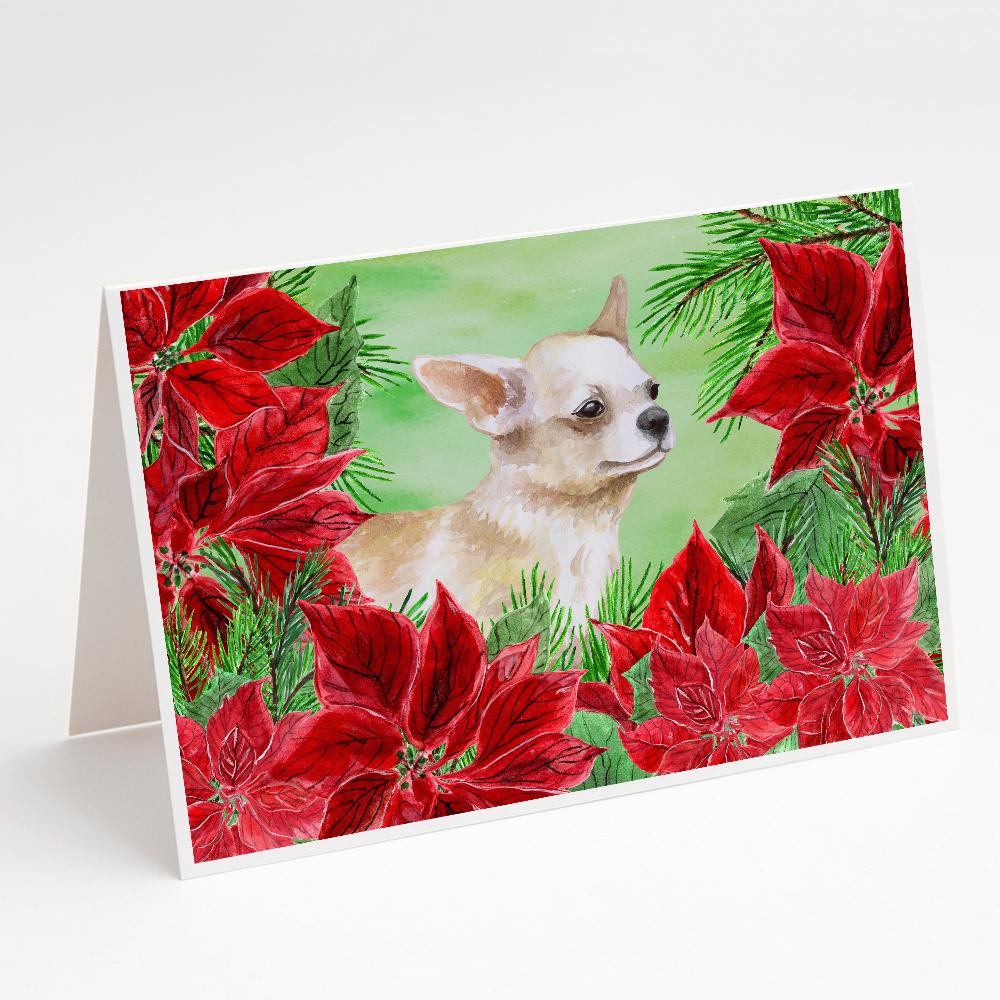 Buy this Chihuahua Leg up Poinsettas Greeting Cards and Envelopes Pack of 8