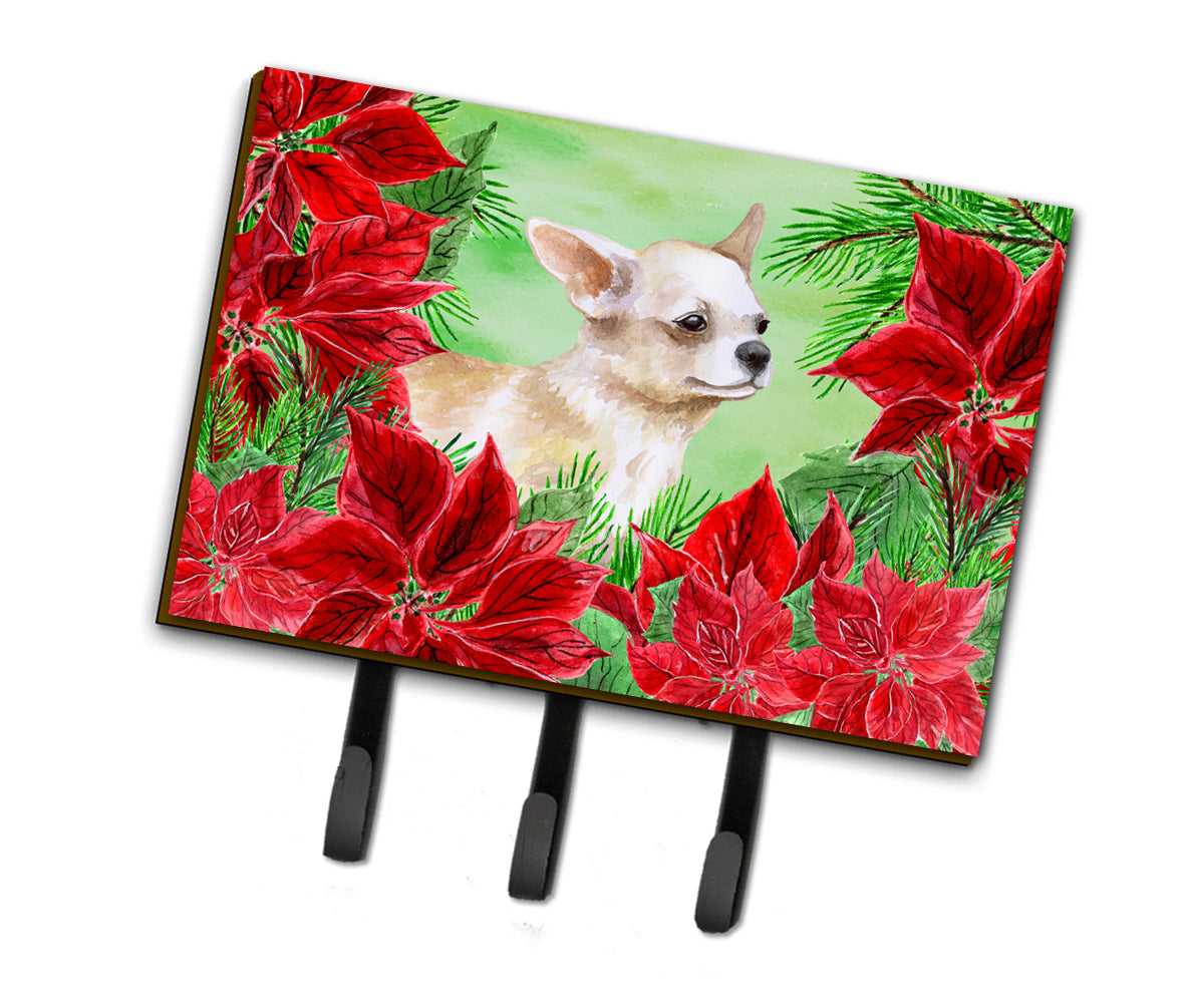 Chihuahua Leg up Poinsettas Leash or Key Holder CK1345TH68  the-store.com.
