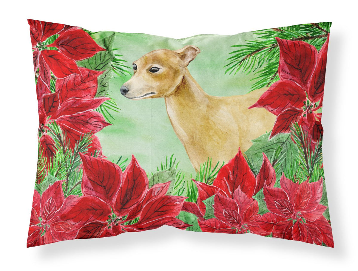 Italian Greyhound Poinsettas Fabric Standard Pillowcase CK1346PILLOWCASE by Caroline&#39;s Treasures