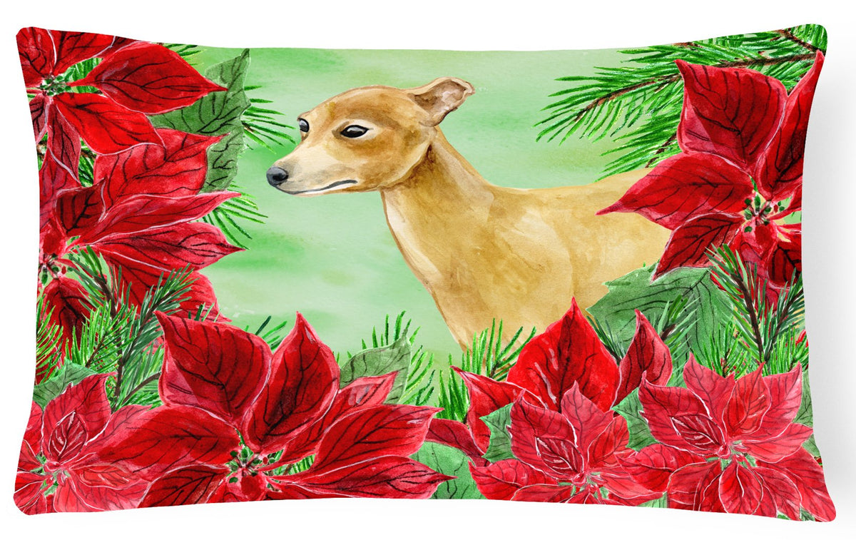 Italian Greyhound Poinsettas Canvas Fabric Decorative Pillow CK1346PW1216 by Caroline&#39;s Treasures